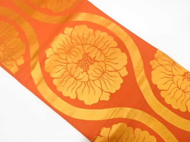 JAPANESE FUKURO OBI / WOVEN FLOWER TATEWAKU PATTERN